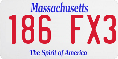 MA license plate 186FX3