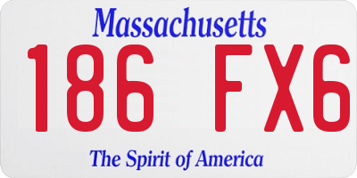 MA license plate 186FX6