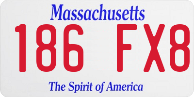 MA license plate 186FX8