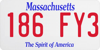 MA license plate 186FY3