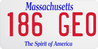 MA license plate 186GE0
