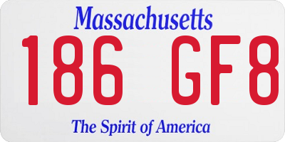 MA license plate 186GF8