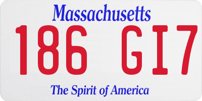 MA license plate 186GI7