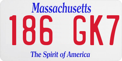 MA license plate 186GK7