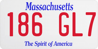 MA license plate 186GL7