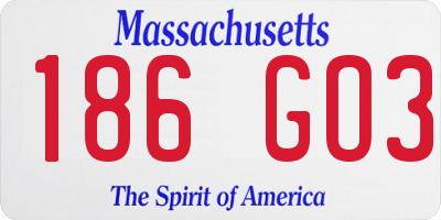 MA license plate 186GO3