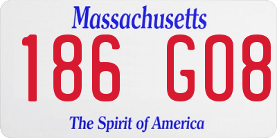 MA license plate 186GO8