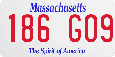 MA license plate 186GO9