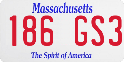 MA license plate 186GS3