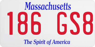 MA license plate 186GS8