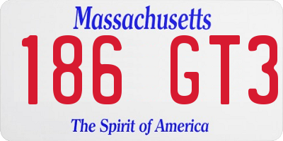 MA license plate 186GT3