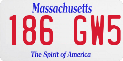MA license plate 186GW5