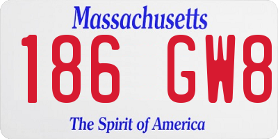 MA license plate 186GW8