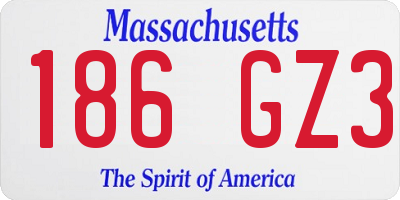 MA license plate 186GZ3