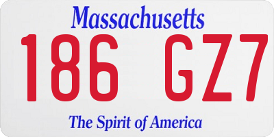 MA license plate 186GZ7
