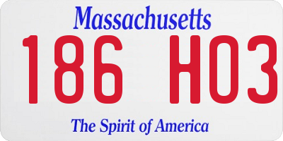 MA license plate 186HO3