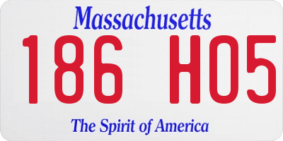 MA license plate 186HO5