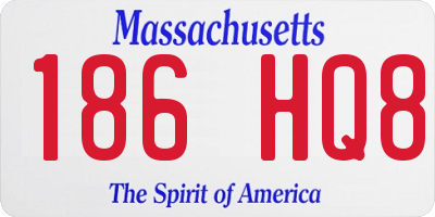 MA license plate 186HQ8