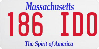 MA license plate 186ID0