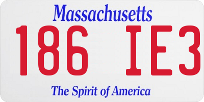 MA license plate 186IE3