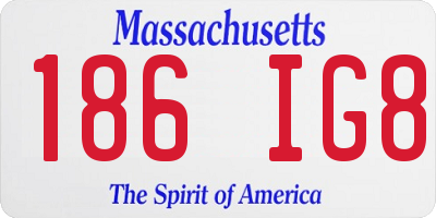 MA license plate 186IG8