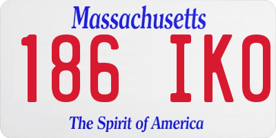 MA license plate 186IK0
