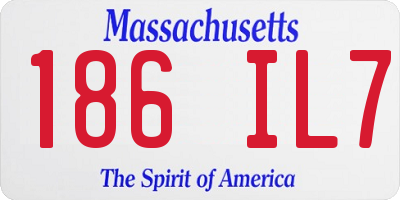 MA license plate 186IL7