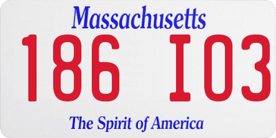 MA license plate 186IO3