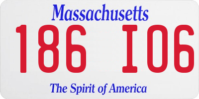 MA license plate 186IO6