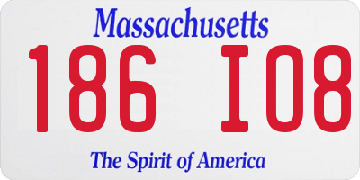 MA license plate 186IO8