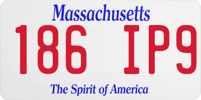 MA license plate 186IP9