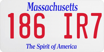 MA license plate 186IR7