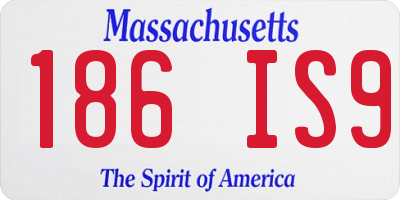 MA license plate 186IS9