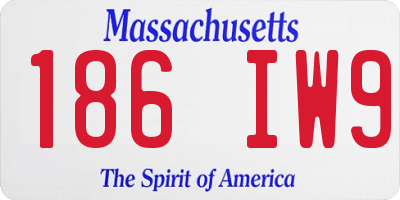 MA license plate 186IW9