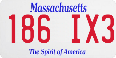 MA license plate 186IX3