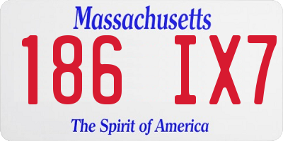 MA license plate 186IX7