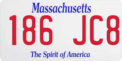 MA license plate 186JC8