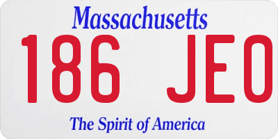 MA license plate 186JE0