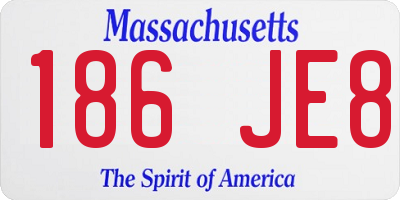 MA license plate 186JE8