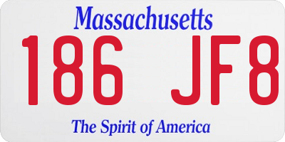 MA license plate 186JF8