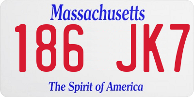 MA license plate 186JK7