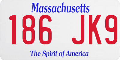 MA license plate 186JK9