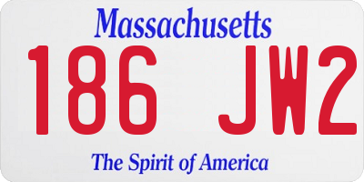 MA license plate 186JW2
