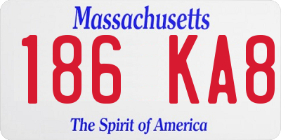 MA license plate 186KA8