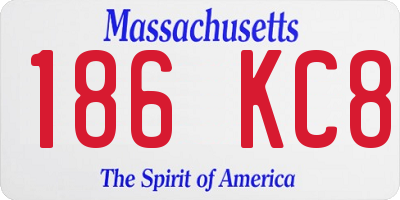 MA license plate 186KC8