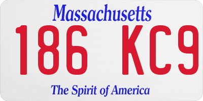MA license plate 186KC9