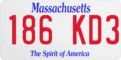 MA license plate 186KD3