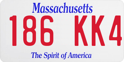 MA license plate 186KK4