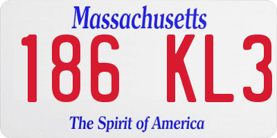 MA license plate 186KL3