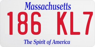 MA license plate 186KL7